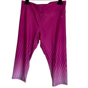 Danskin Now Womens Medium Pink Capri Leggings Fitted Gradient Print Gym Pants